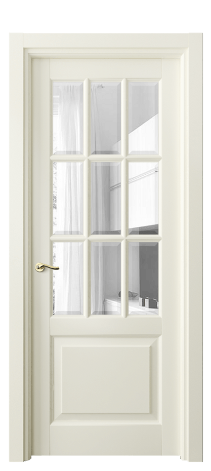 Межкомнатная дверь Лигнум 0748 Матовый молочно-белый Прозрачное стекло с фацетом Цена 120299 ₽ | Volhovec