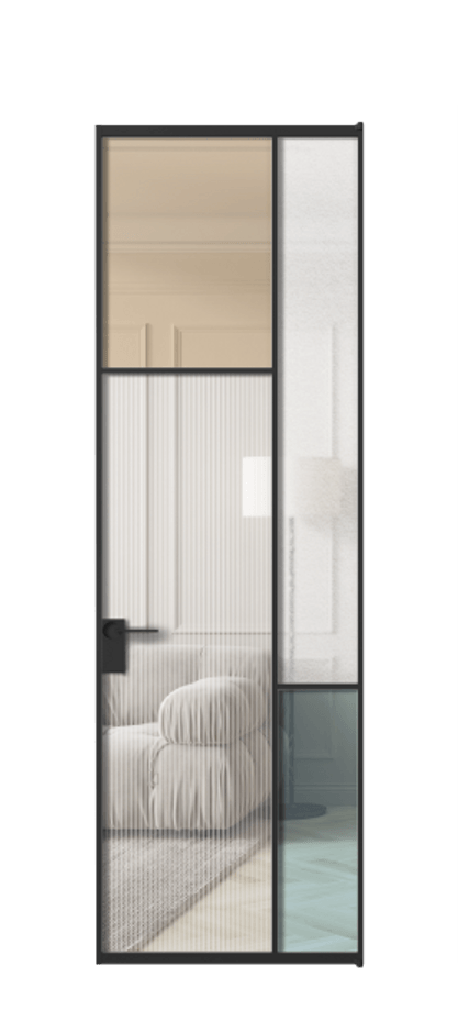 Межкомнатная дверь Mosaic АЛПЛ041.10 Алюминий Черный Комбинация стекол Группы 1 и Группы 3 Цена 166070 ₽ | Volhovec