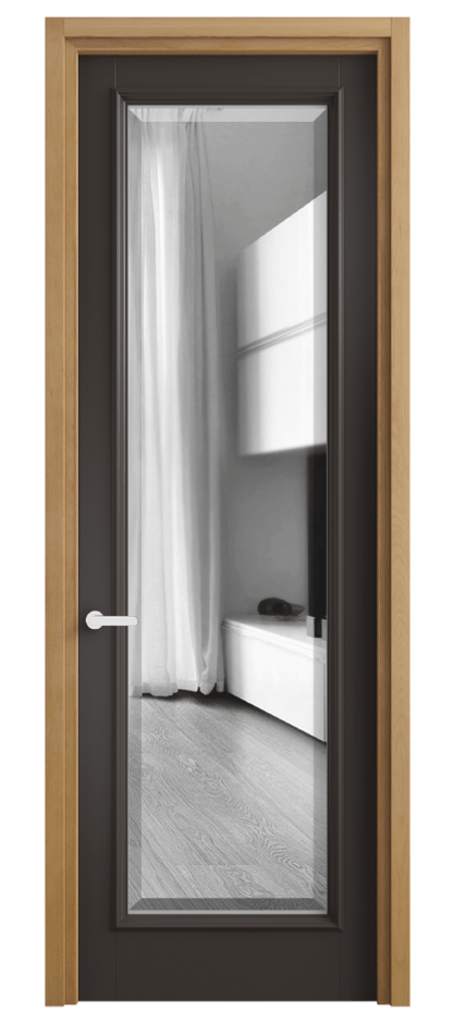 Межкомнатная дверь Charm 6702 Бук антрацит Двустороннее зеркало с фацетом, триплекс, 8 мм Цена 101599 ₽ | Volhovec