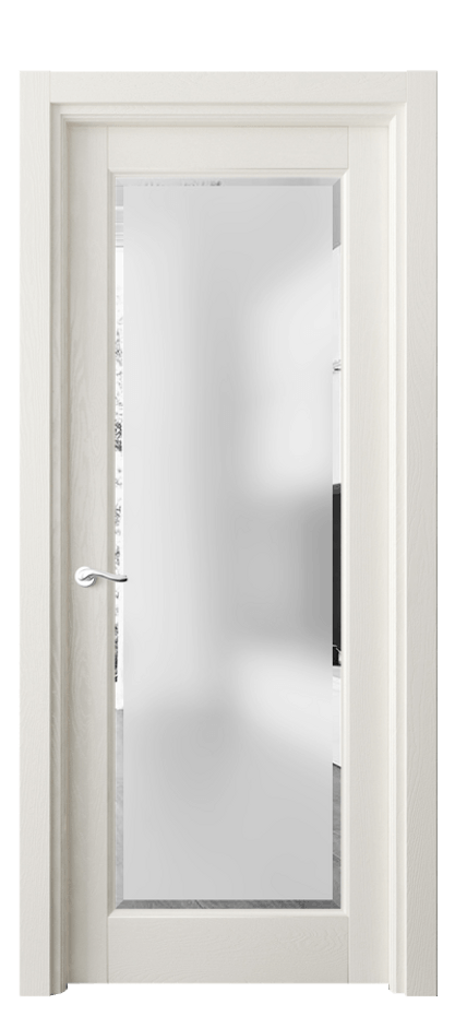 Межкомнатная дверь Лигнум 0700 Дуб жемчуг Сатинированное стекло с фацетом Цена 131399 ₽ | Volhovec