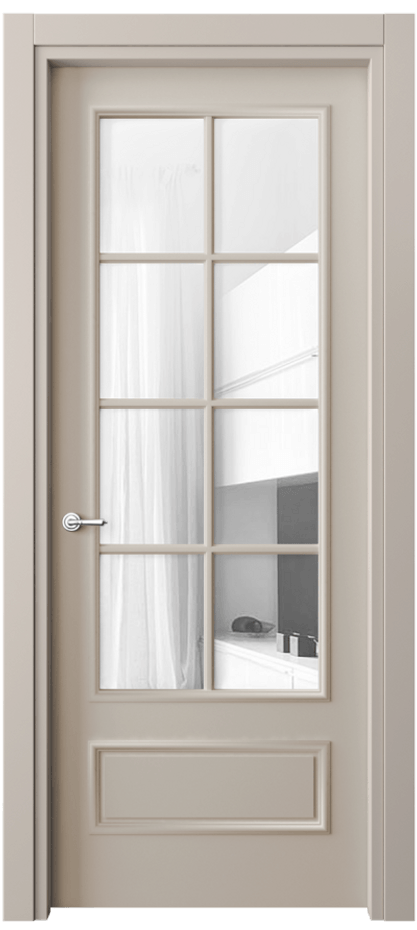 Дверь межкомнатная Paris 8112 Матовый светло-бежевый Прозрачное стекло Гладкий наличник МСБЖ Цена 76999 ₽ Наличники уже входят в базовый комплект. Фабрика дверей Волховец 8 (800) 551 43 19 Межкомнатная дверь Paris 8112 Матовый светло-бежевый Прозрачное стекло Цена 76999 ₽| Volhovec