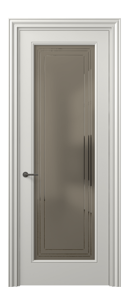 Межкомнатная дверь Mascot 8400 Матовый серый Сатинированное бронзовое стекло с гравировкой "Грани", триплекс Цена 82499 ₽ | Volhovec