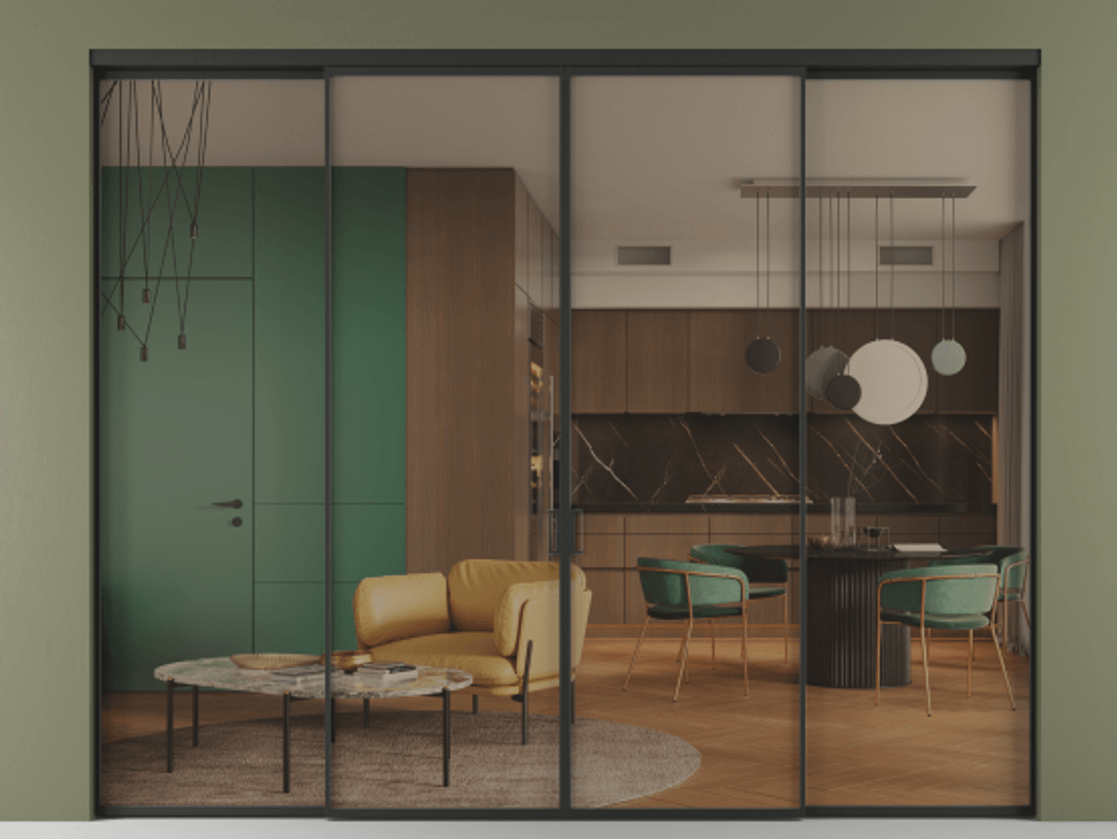 Перегородка Formato внутри проёма четырёхстворчатая АЛПР 040.01 Алюминий Черный Прозрачное бронзовое стекло, триплекс, 6 мм. Скрытый короб ЧЕР Цена 339600 ₽ 1. Полотно 4 шт. (800/2100 мм)
2. Комплект установки раздвижной системы
3. Базовый комплект фурнитуры
4.Ручка RONDO. Фабрика дверей Волховец 8 (800) 551 43 19 Перегородка Formato внутри проёма четырёхстворчатая АЛПР 040.01 Алюминий Черный Прозрачное бронзовое стекло, триплекс, 6 мм Цена 339600 ₽ | Volhovec