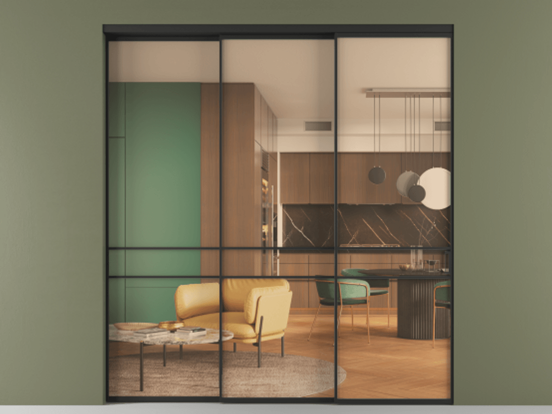 Перегородка Формато внутри проёма 3 створки с синхронным механизмом АЛПР 040.02 Алюминий Черный Прозрачное оранжевое стекло, триплекс. Скрытый короб ЧЕР Цена 328600 ₽ 1. Полотно 3 шт. (800/2100 мм)
2. Комплект установки раздвижной системы
3. Базовый комплект фурнитуры
4. Комплект фурнитуры телескопик синхро-2
5.Ручка Рондо. Фабрика дверей Волховец 8 (800) 551 43 19 Перегородка Формато внутри проёма 3 створки с синхронным механизмом АЛПР 040.02 Алюминий Черный Прозрачное оранжевое стекло, триплекс Цена 328600 ₽ | Volhovec