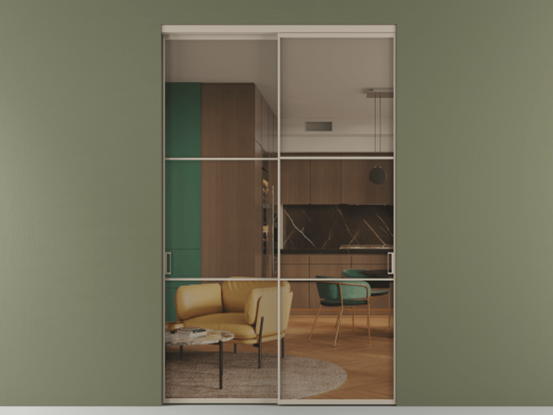 Перегородка Formato внутри проёма двустворчатая АЛПР 040.03 Алюминий бисквитный Прозрачное бронзовое стекло, триплекс, 6 мм. Цена 197100 ₽ 1. Полотно 2 шт. (800/2100 мм)
2. Комплект установки раздвижной системы
3. Базовый комплект фурнитуры
4.Ручка RONDO. Фабрика дверей Волховец 8 (800) 551 43 19 Перегородка Formato внутри проёма двустворчатая АЛПР 040.03 Алюминий бисквитный Прозрачное бронзовое стекло, триплекс, 6 мм Цена 197100 ₽ | Volhovec