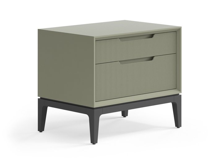 Мебель Тумба прикроватная Velvet 2 ящика. Цвет Матовый оливковый тёмный. Материал Гладкая эмаль. Коллекция Тумба прикроватная Velvet 2 ящика. Картинка.