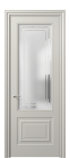 Дверь межкомнатная 8452 МОС Сатин с гравировкой Mascot. Цвет Матовый облачно-серый. Материал Гладкая эмаль. Коллекция Mascot. Картинка.