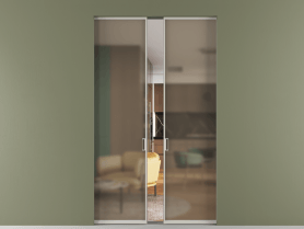 Алюминевая перегородка skr2_01_ Алюминий тёплый серый Бронза сатин матовое. Цвет Алюминий тёплый серый. Материал Алюминий в эмали. Коллекция Перегородка Формато скрытый пенал 2 створки. Картинка.