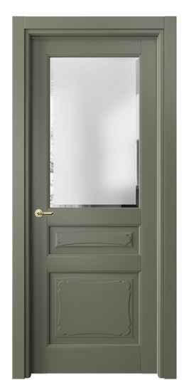 Дверь межкомнатная 6324 БОТ Сатинированное стекло с фацетом. Цвет Бук оливковый тёмный. Материал Массив бука эмаль. Коллекция Toscana Elegante. Картинка.