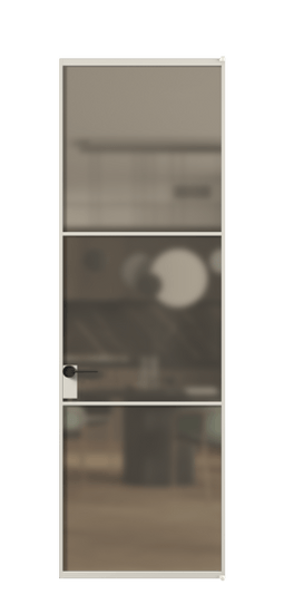 Дверь межкомнатная АЛПЛ040.03 Бронза сатин триплекс АОС. Цвет Алюминий облачно-серый. Материал Алюминий в эмали. Коллекция Formato. Картинка.