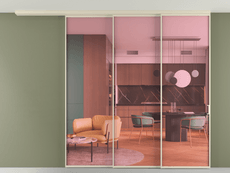 Перегородка Формато вдоль стены на потолок 3 створки с синхронным механизмом