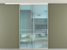 Перегородка Формато вдоль стены на потолок 2 створки с синхронным механизмом