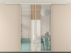 Перегородка Mosaic вдоль стены на потолок 2 створки