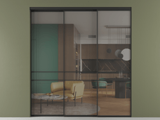 Перегородка Формато внутри проёма 3 створки с синхронным механизмом