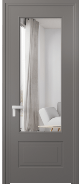 Дверь межкомнатная 8342 МКЛС Двустороннее зеркало. Цвет Матовый классический серый. Материал Гладкая эмаль. Коллекция Rocca. Картинка.